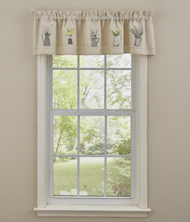 Pitcher with Flowers Embroidered Lined Valance 60'' x 14'' Park Designs - The Fox Decor
